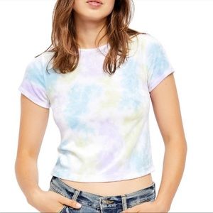 Free People Bright Eyes Cloud Combo Velvet Baby Tee S